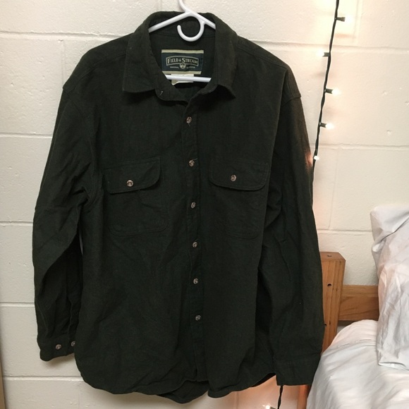 Oversized vintage wool button down. Size XL Green - Picture 2 of 5